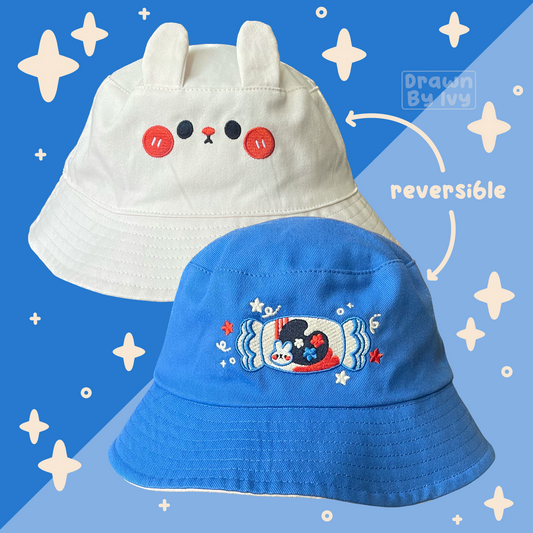 White Rabbit Reversible Bucket Hat