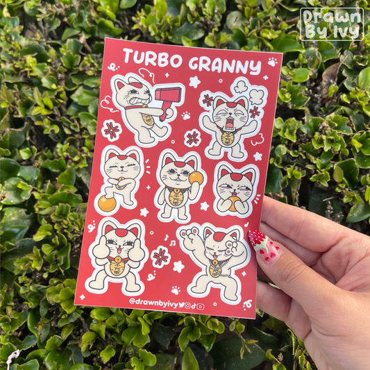 Fast Lucky Cat Vinyl Sticker Sheet