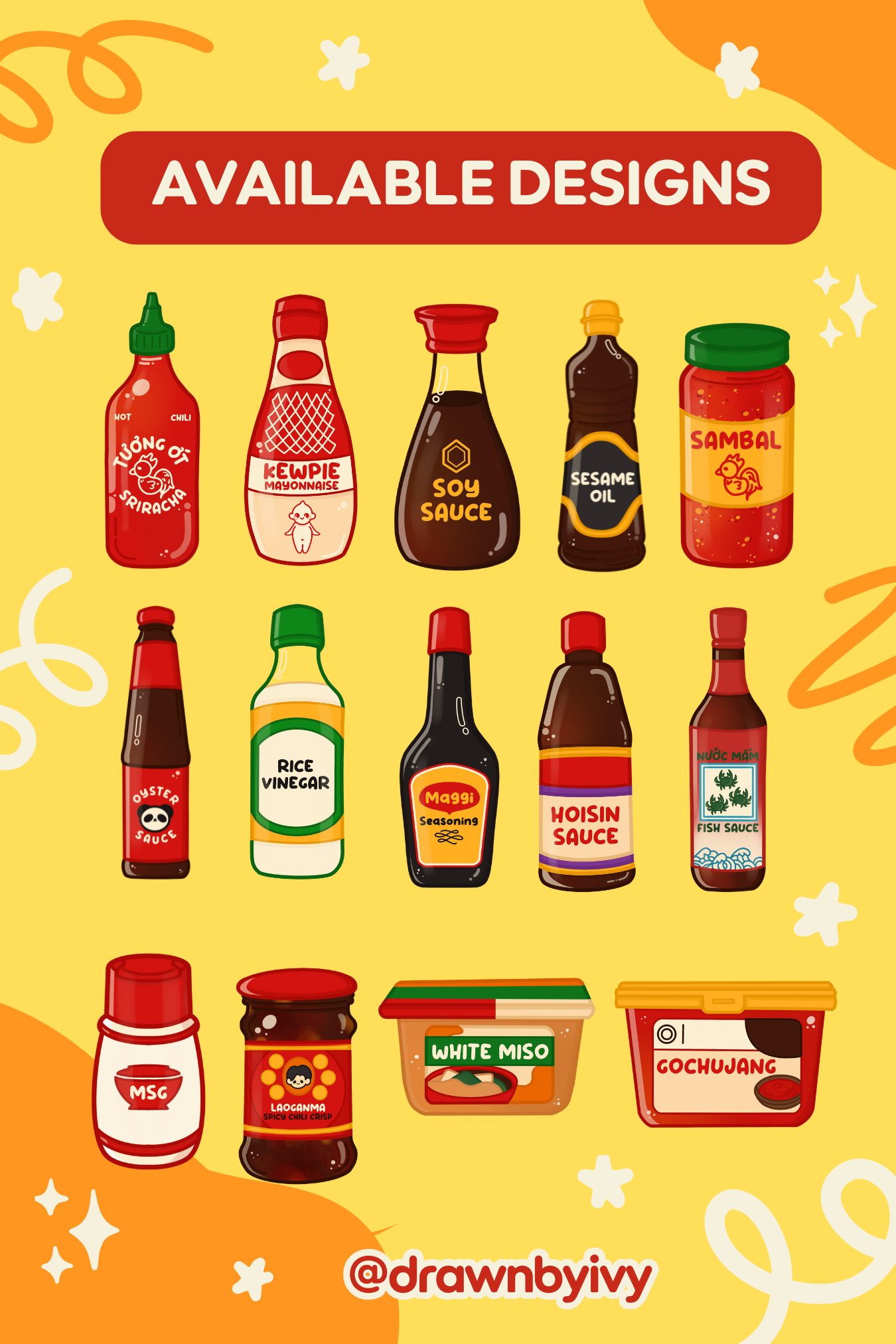 Asian Sauces Acrylic Charm Gacha