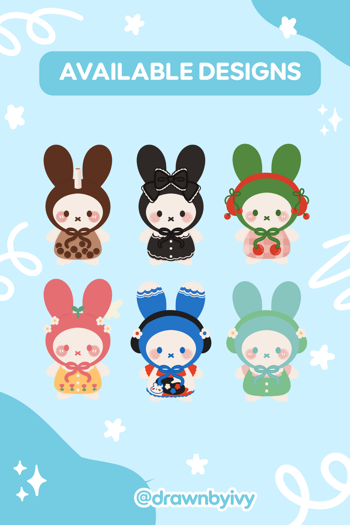 Bunny Fits (Blue) Acrylic Charm Gacha