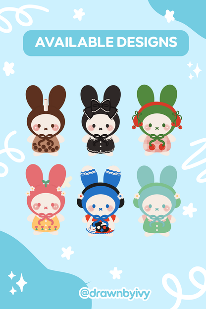 Bunny Fits (Blue) Acrylic Charm Gacha
