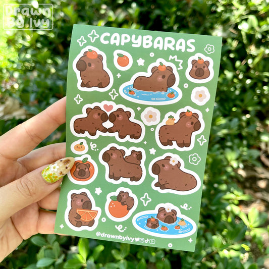 Capybaras Vinyl Sticker Sheet