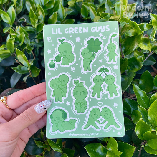 Lil Green Guys Vinyl Sticker Sheet