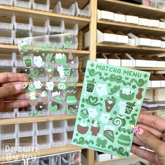 Matcha Menu Deco Sticker Sheet