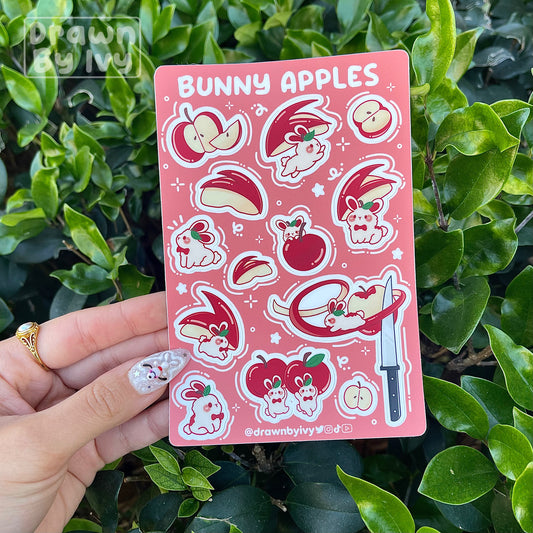 Bunny Apples Vinyl Sticker Sheet