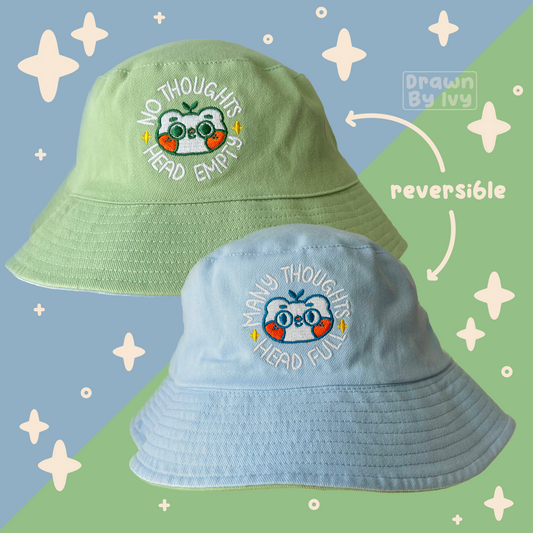 No Thoughts/Many Thoughts Reversible Bucket Hat